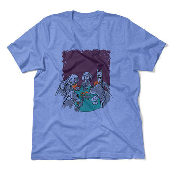 Poker Dogs Men/Unisex T-Shirt in Heather Columbia Blue color